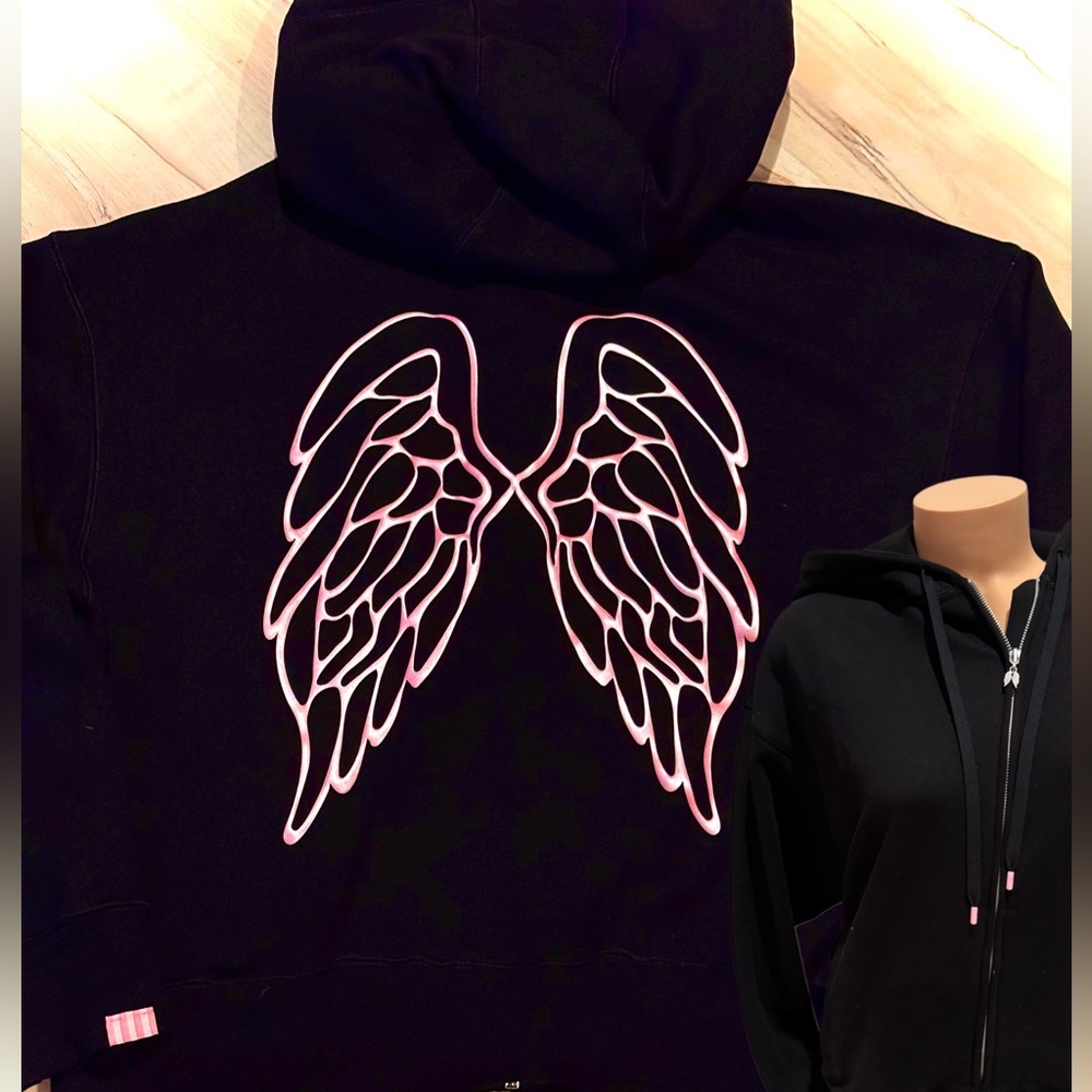NEW VICTORIAS SECRET ICONIC ANGEL WINGS FULL ZIP HOODIE NWT XS~ XXL
